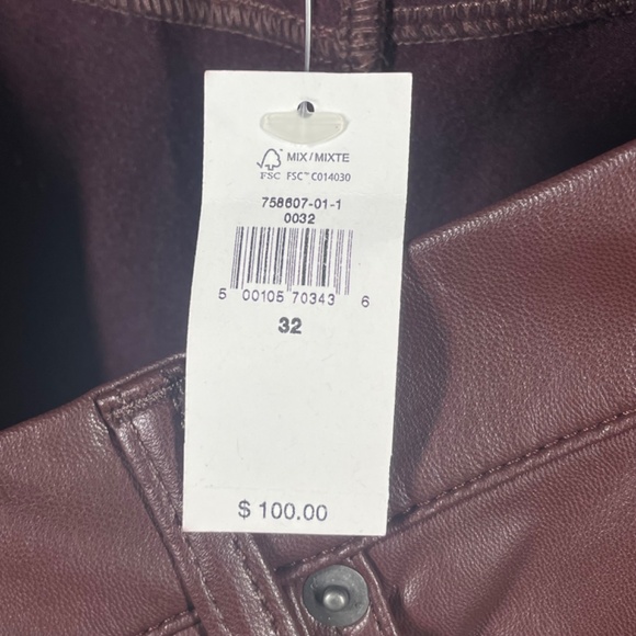 NEW Banana Republic Pants Womens 32 14 burgundy red faux leather flare moto - Picture 5 of 9